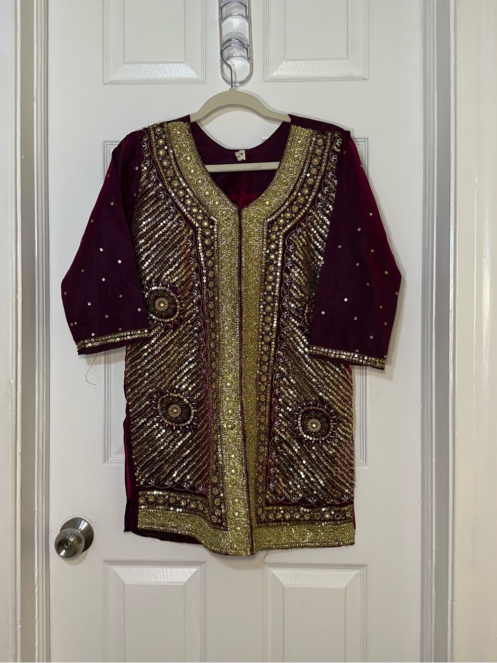 Burgundy & Gold Embellished 3-Piece Formal Outfit Set